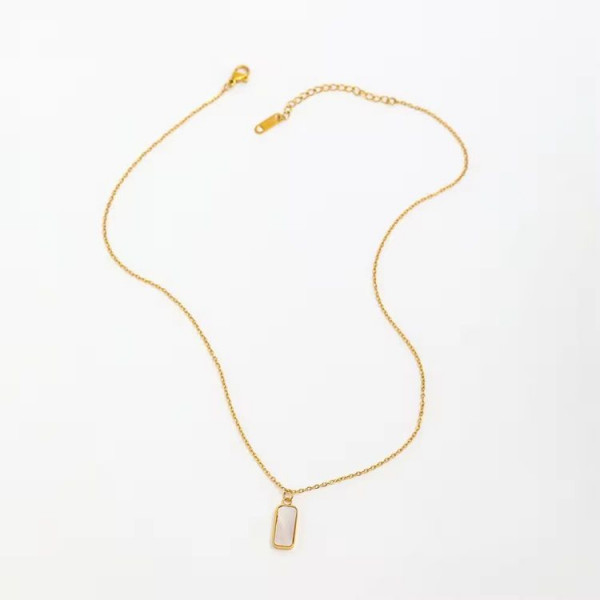 Минималистичная цепочка с кулоном из цельного перламутра J10542CJJ
