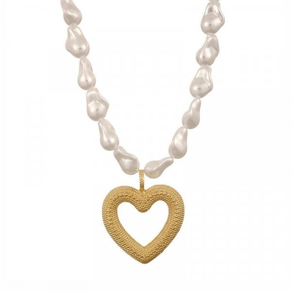 Массивное жемчужное колье с крупными золотистыми подвесками CJL22885