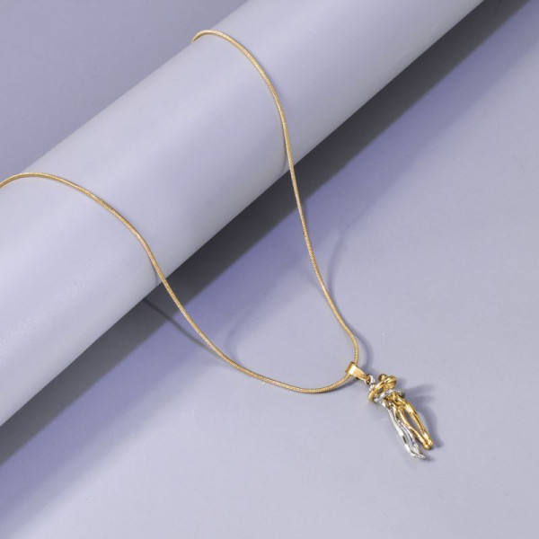 Золотистая цепочка-галстук с длинной подвеской CJL14404