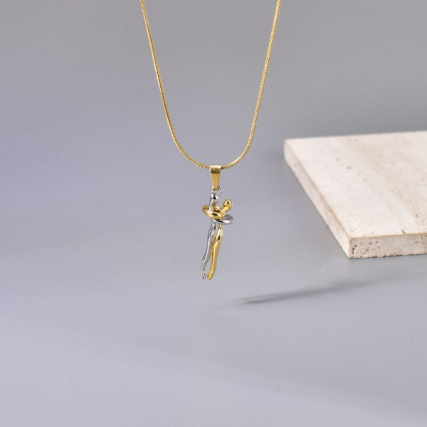 Золотистая цепочка-галстук с длинной подвеской CJL14404