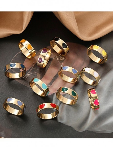 Кольцо плоское с цветной эмалевой дорожкой G31666