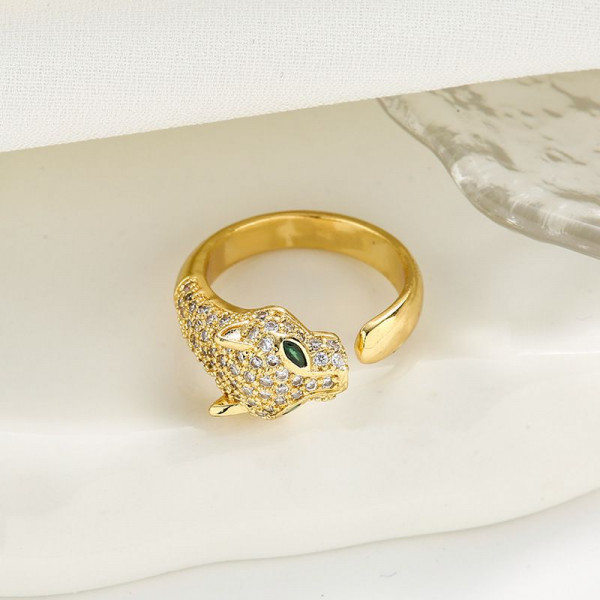 Кольцо медь напыление золотом леопард 1J12064CJJ