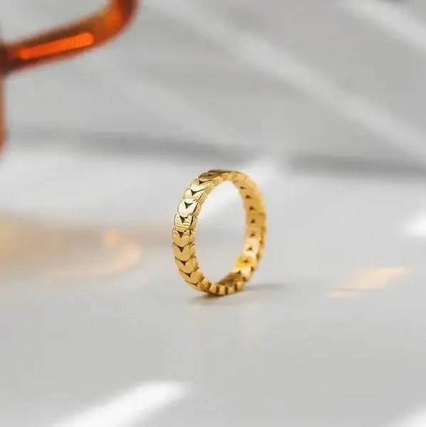 Кольцо стальное с напылением золотом сердца J10190CJJ