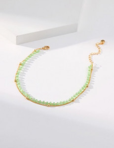 Браслет на ногу с зеленым бисером Z29643