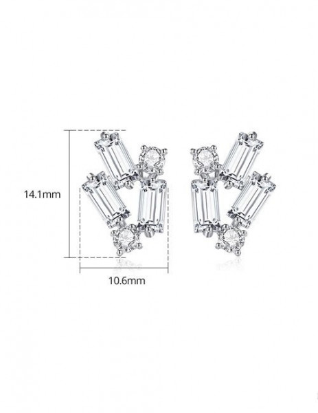 Серебристые серьги-пусеты «Кристальная мозаика» Z30600