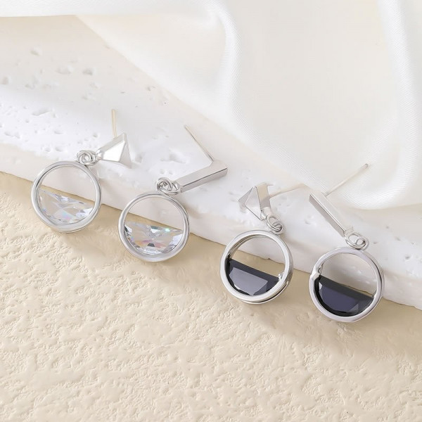 Геометрические серьги-подвески с эмалью M91285