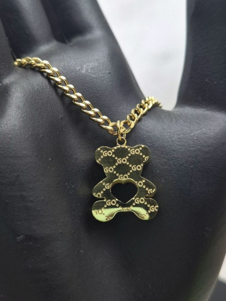 Массивная цепочка с кулоном в форме объемного медведя J10546CJJ