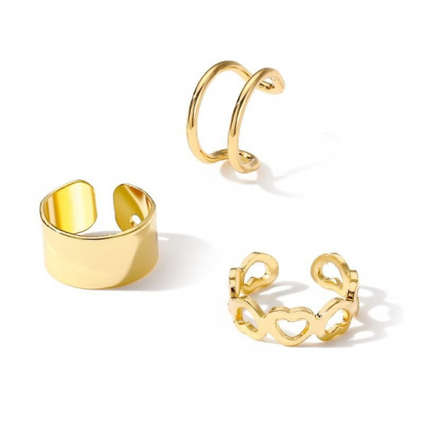 Набор серебристых каффов в стиле минимализм с гладкими и витыми формами CJDB1122