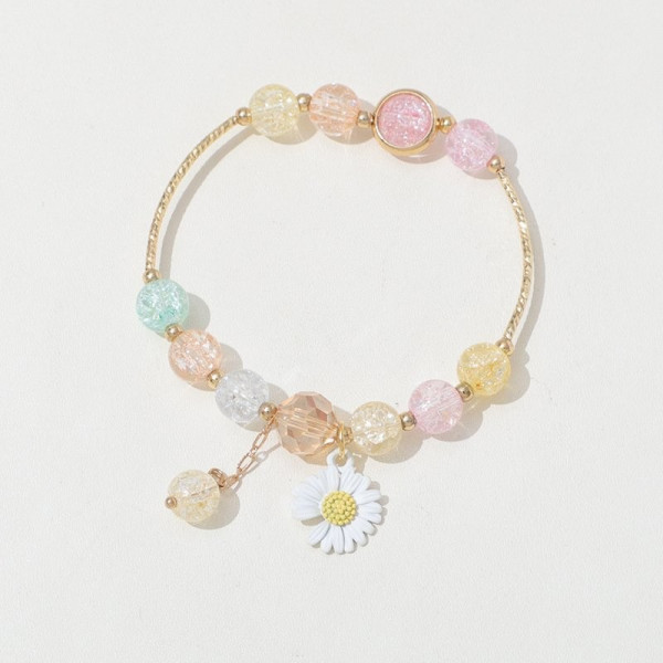 Браслет из цветных бусин с ромашкой CJC68186MSK