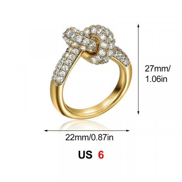 Кольцо с объемным узлом, инкрустированное стразами CJS97515