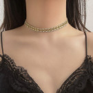 Тонкий золотистый чокер-цепочка плотного плетения CJL19610