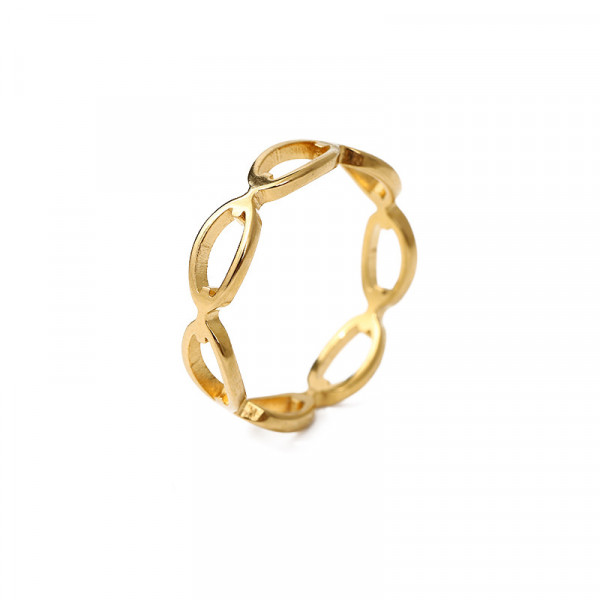 Золотистое кольцо-цепь с овальными звеньями J10174CJJ