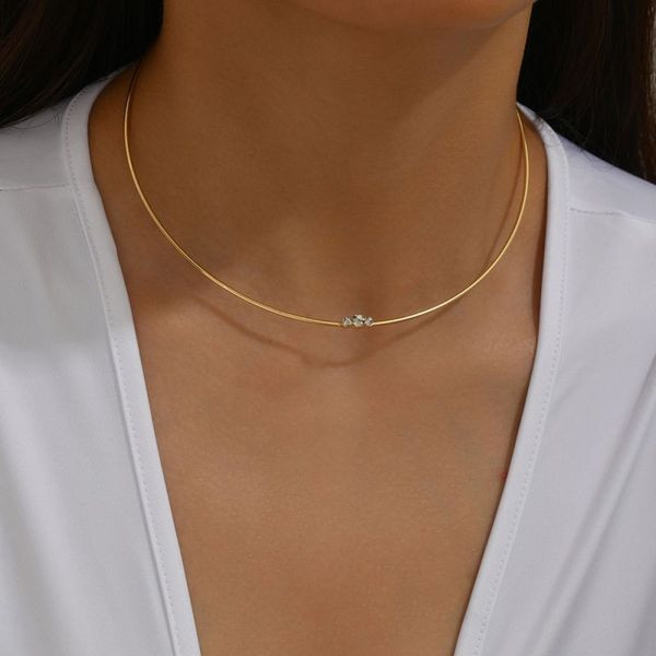 Колье-обруч золотистое минимализм CJL50167