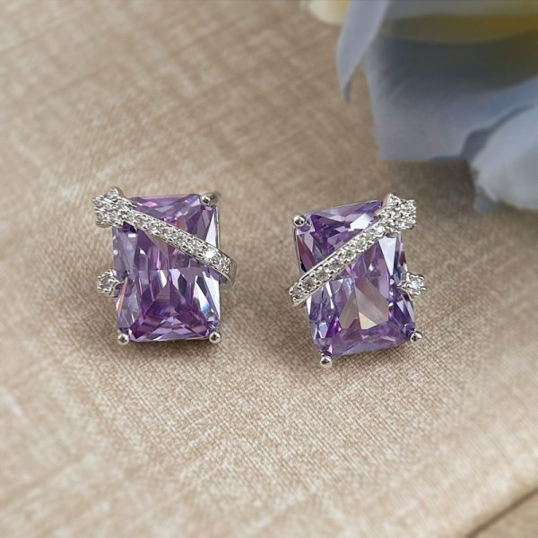 Вечерние серьги с лавандовыми кристаллами CJQ20356