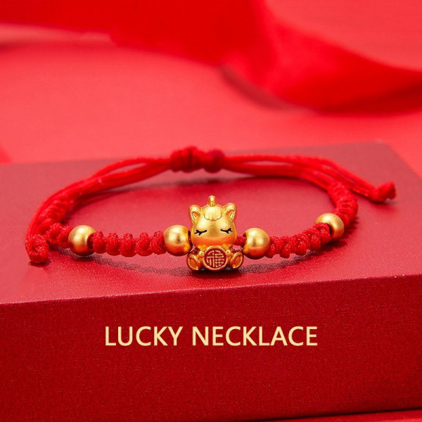 Браслет плетеная нить с золотистой фигуркой CJS77275