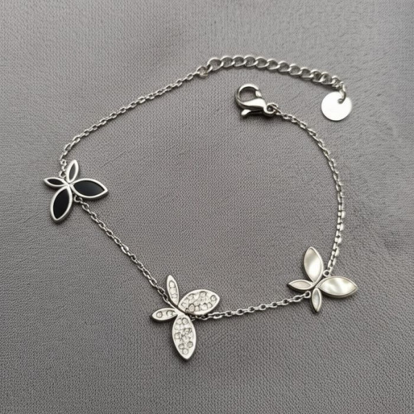 Браслет цепочка с сияющими бабочками J11200CJJ