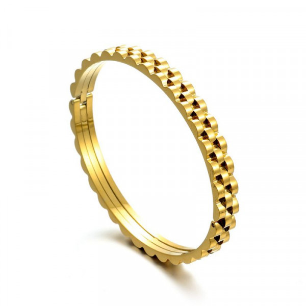 Браслет жесткий двухцветный с фактурной дорожкой CJR59950