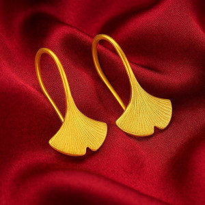 Серьги листья медь напыление золотом 1J12418CJJ