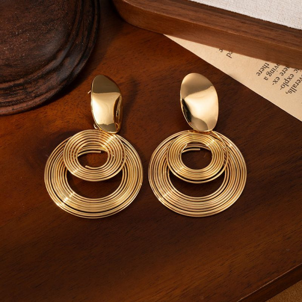 Серьги Висячие Геометрические с акриловыми кольцами CJM15832