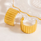 Серьги-полукольца широкие с рифлением CJL24165