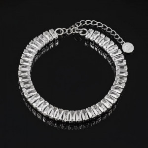 Серебристый Чокер из прямоугольных кристаллов G39943MSK