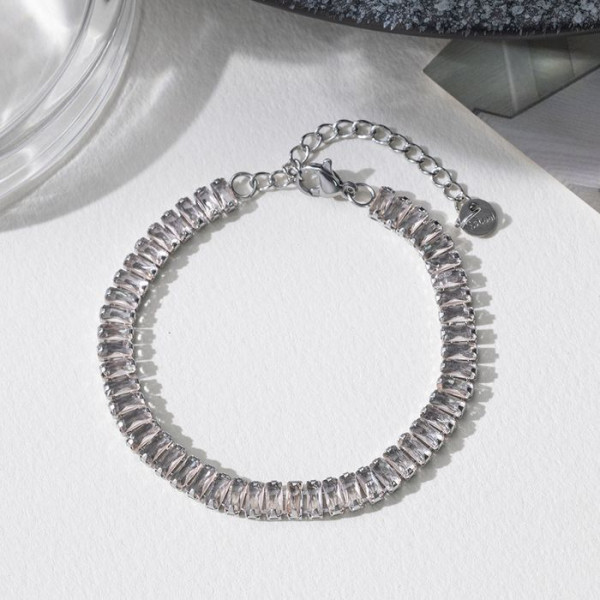 Серебристый Чокер из прямоугольных кристаллов G39943MSK