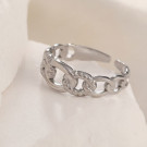 Стальное кольцо-цепочка с сияющими звеньями CJH27393