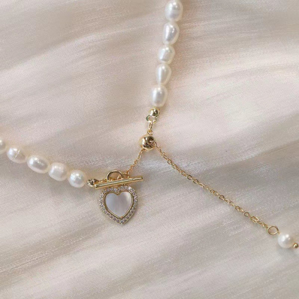 Жемчужное колье-галстук с подвеской-сердцем Z75655