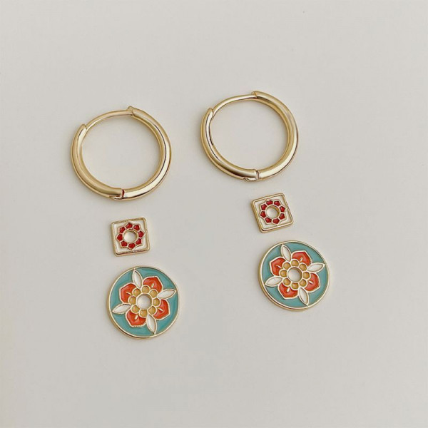 Серьги-кольца с восточным орнаментом CJQ20359