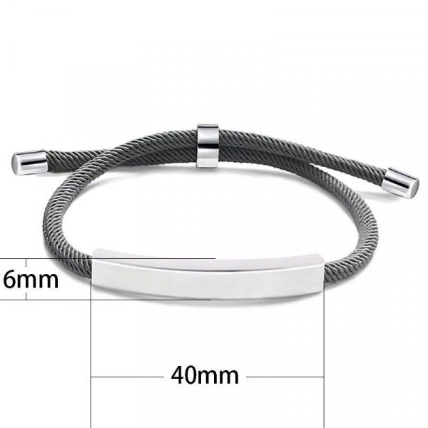Браслет шнурок с гладкой серебристой пластиной CJS91265