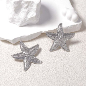 Стильные серьги-пусеты Морские звезды с матовым эффектом CJL03404