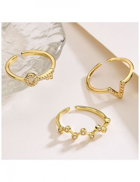 Геометрическое кольцо в форме молнии со стразами Z38167