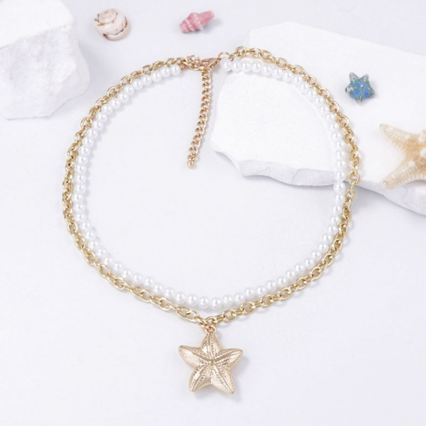 Изящное жемчужное колье с подвеской в форме звезды CJM01724