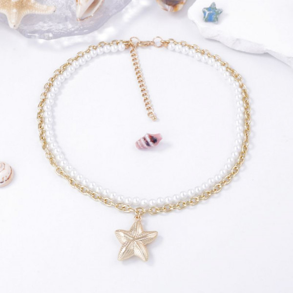 Изящное жемчужное колье с подвеской в форме звезды CJM01724