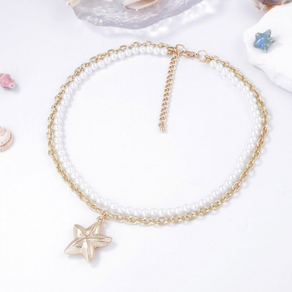 Изящное жемчужное колье с подвеской в форме звезды CJM01724