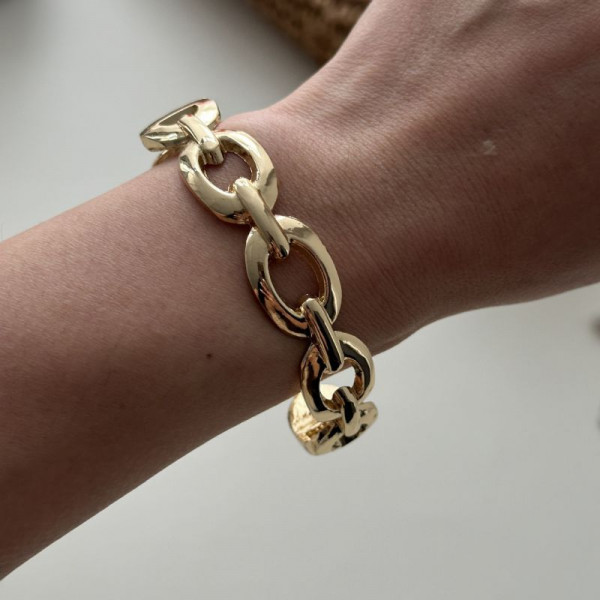 Браслет из крупных золотистых звеньев CJL16314