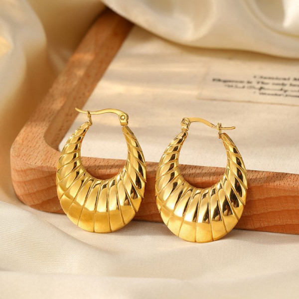 Серьги-кольца овальные рельефные CJM03786