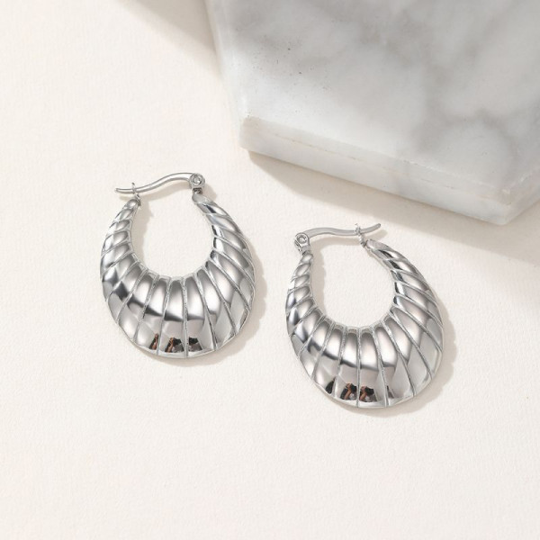 Серьги-кольца овальные рельефные CJM03786