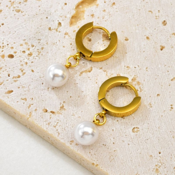 Серьги-кольца с жемчужными каплями CJR56268