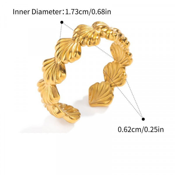 Разомкнутое стальное кольцо с рельефным плетением CJN49593