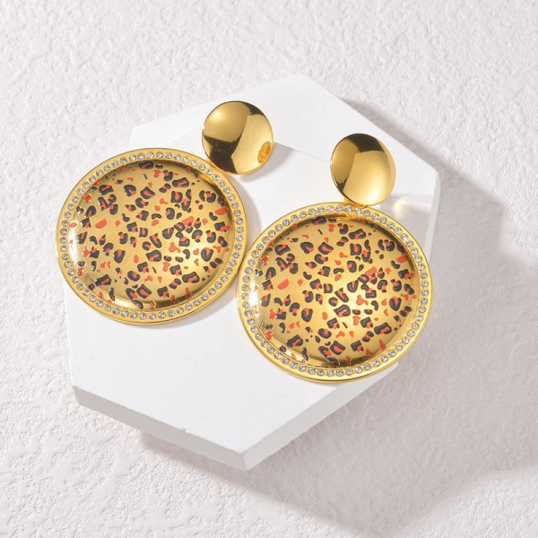 Серьги Висячие Диски с мозаикой CJN72473