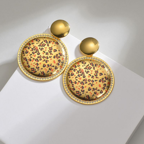 Серьги Висячие Диски с мозаикой CJN72473