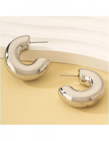 Объемные дутые серьги-конго из полированного серебра Z31136