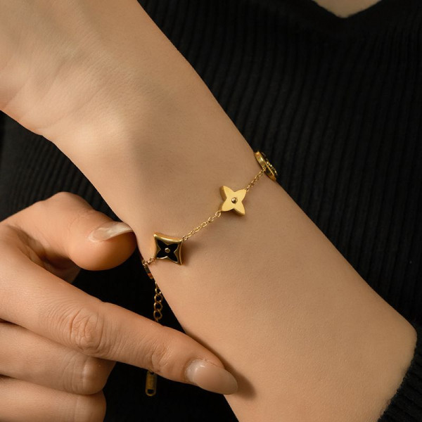 Браслет-цепочка с эмалевыми вставками в форме цветов клевера 1J12157CJJ