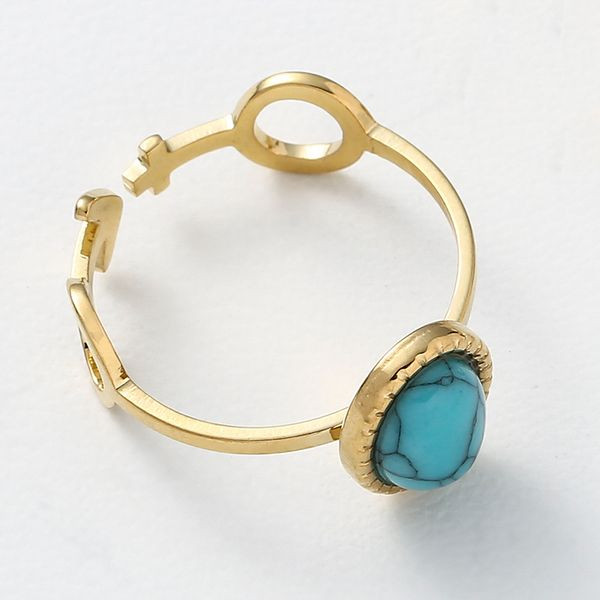 Разомкнутое кольцо с якорем и круглым камнем CJL46933