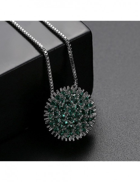 Серебристая Цепочка с объемным кулоном-шаром D98940