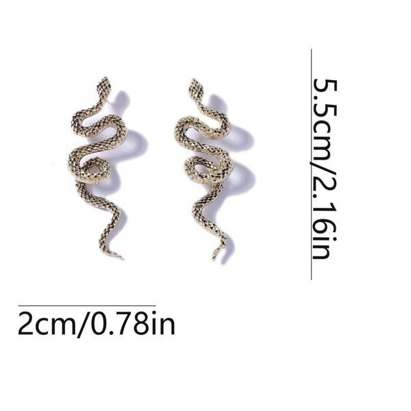 Длинные серьги-пусеты Свернувшиеся змеи в темном металле CJL03424