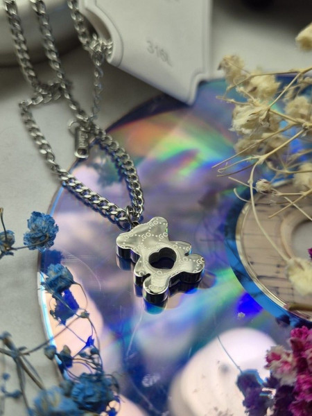 Цепочка с массивной подвеской в форме медведя из полированной стали J10545CJJ