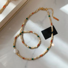 Длинные многоцветные бусы из камня и жемчуга CJG59565