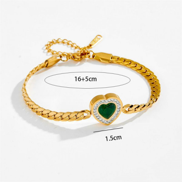 Браслет-цепочка из фактурных звеньев с сердцем CJT28871